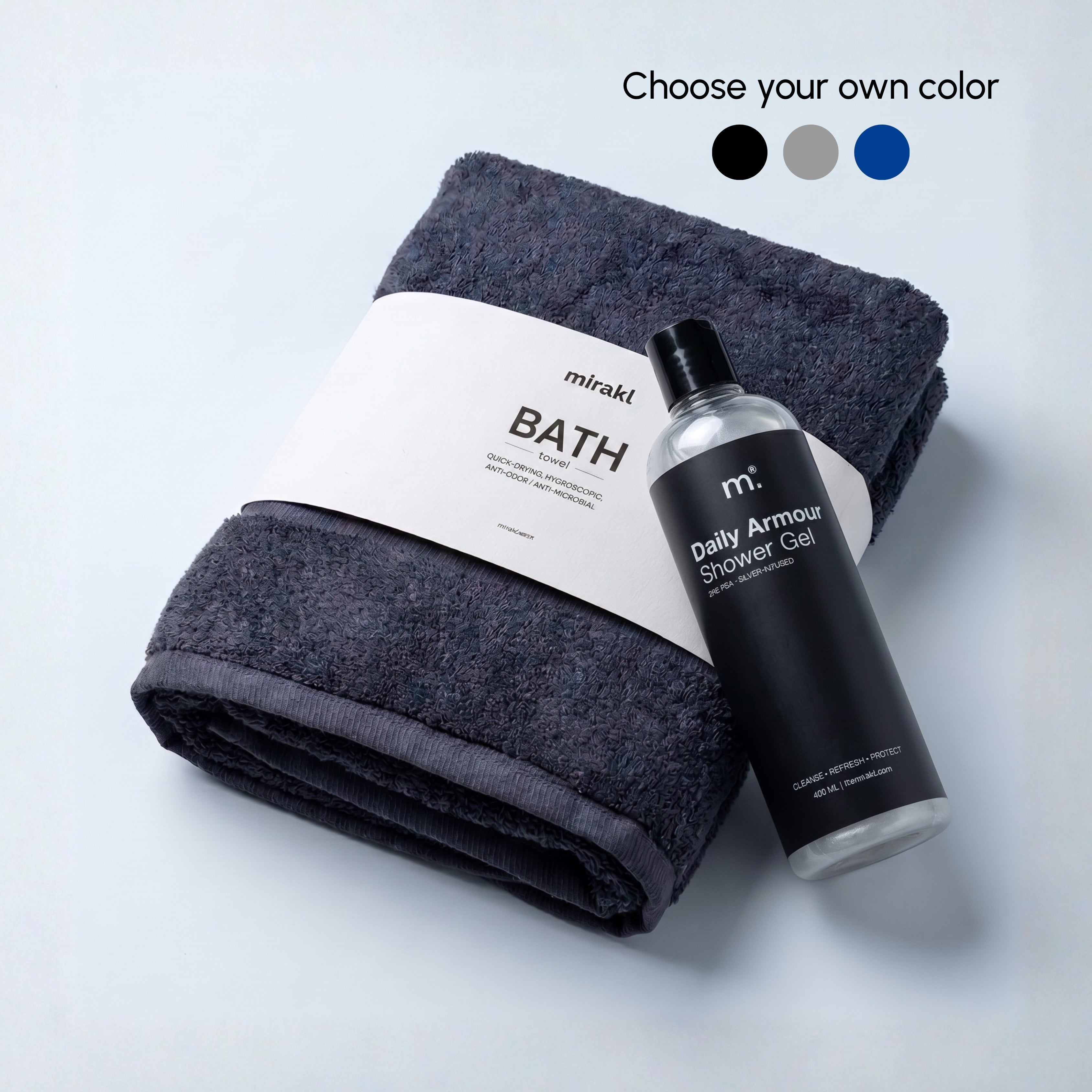 Silver Infused Bath towel + Shower Gel
