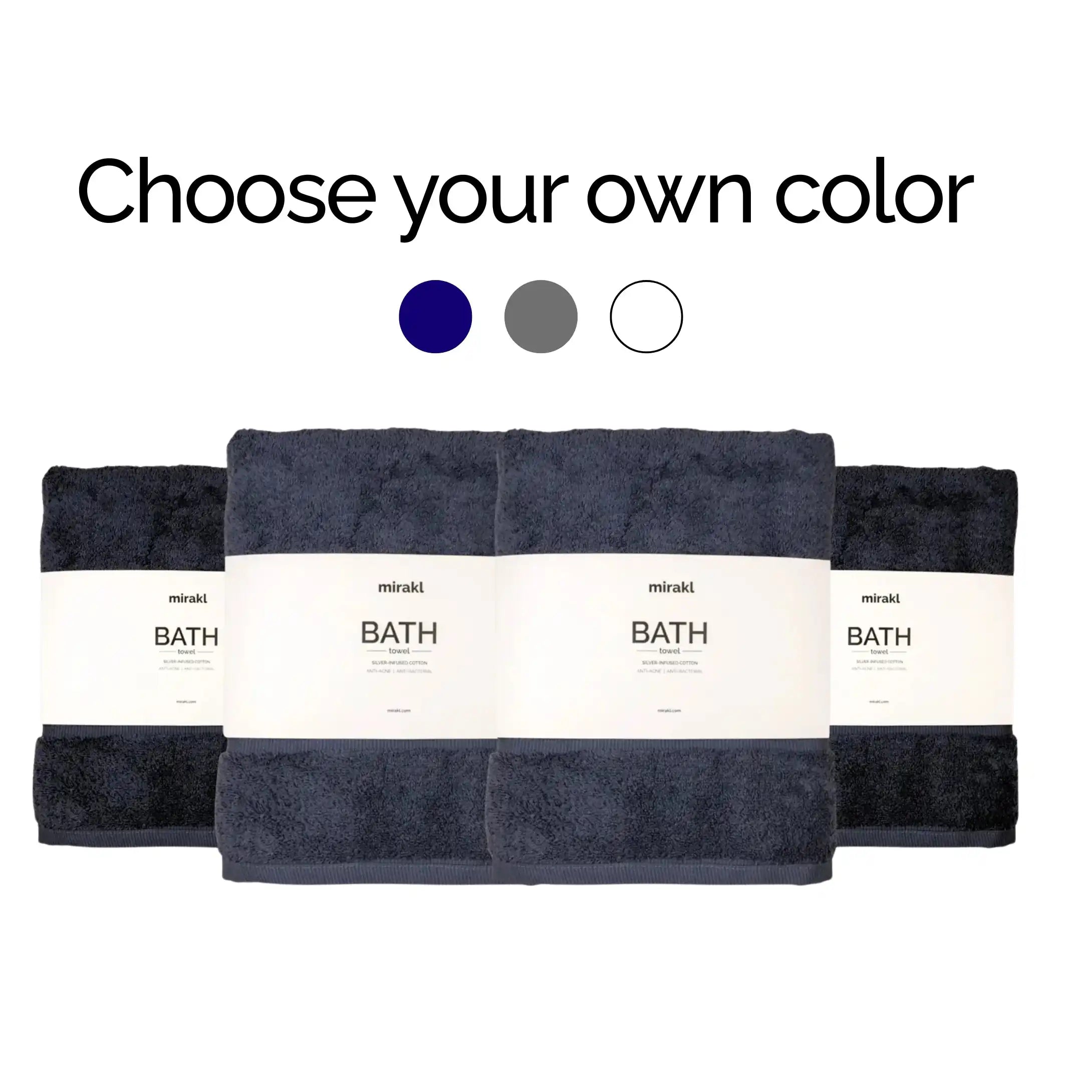  Pack of 4 Silver Infused Bath Towel Mirakl