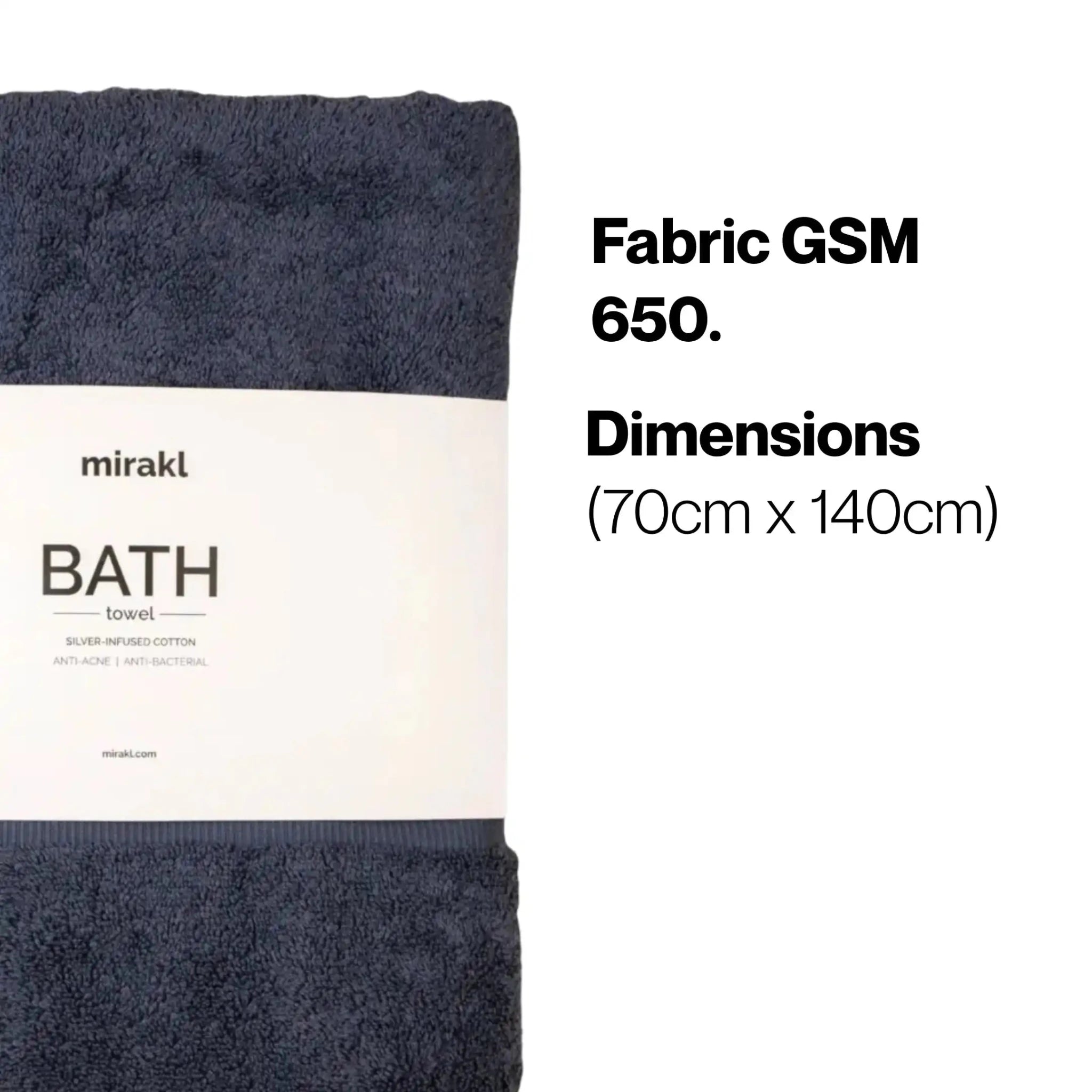 Pack of 4 Silver Infused Bath Towel - Mirakl