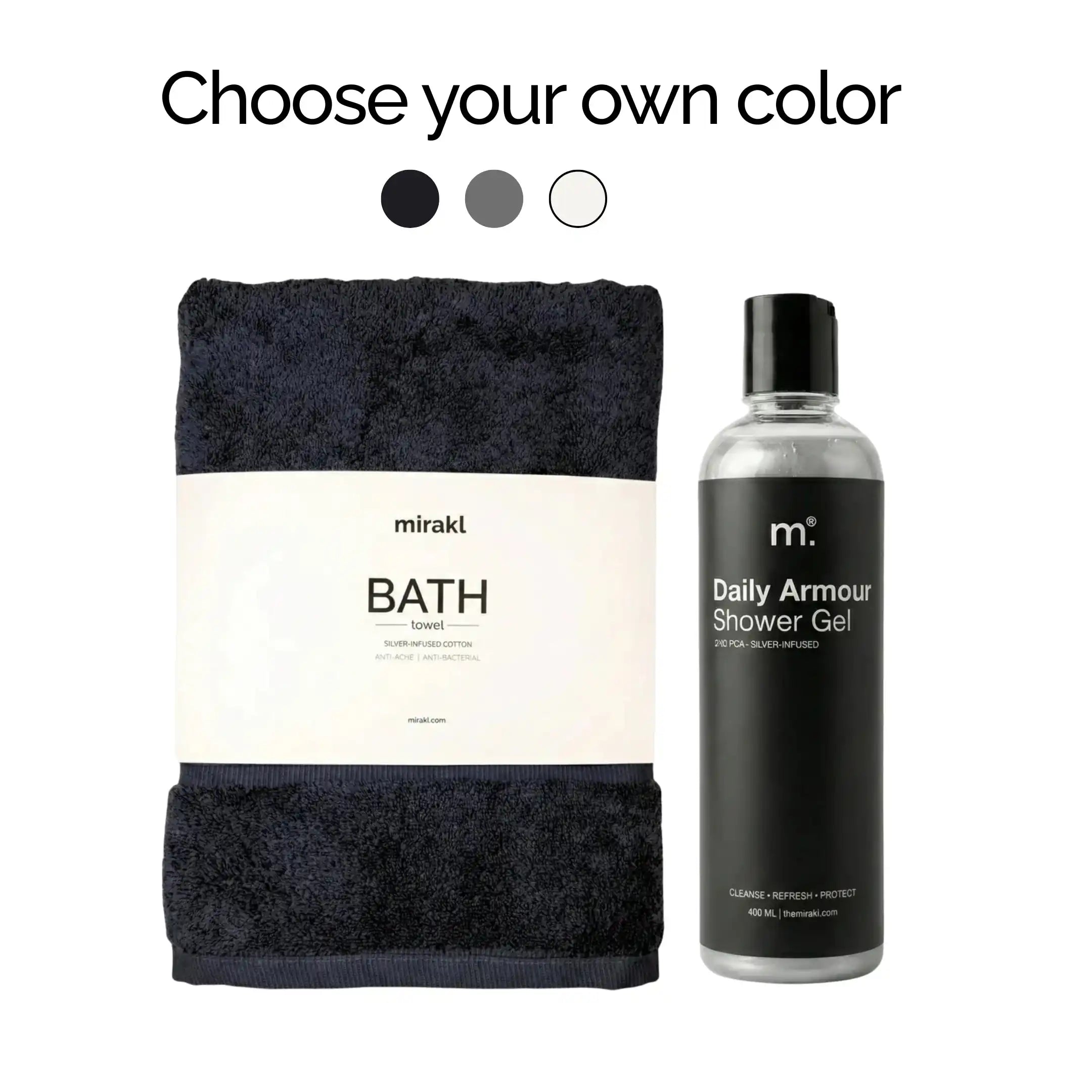  Silver Infused Bath towel + Shower Gel Mirakl