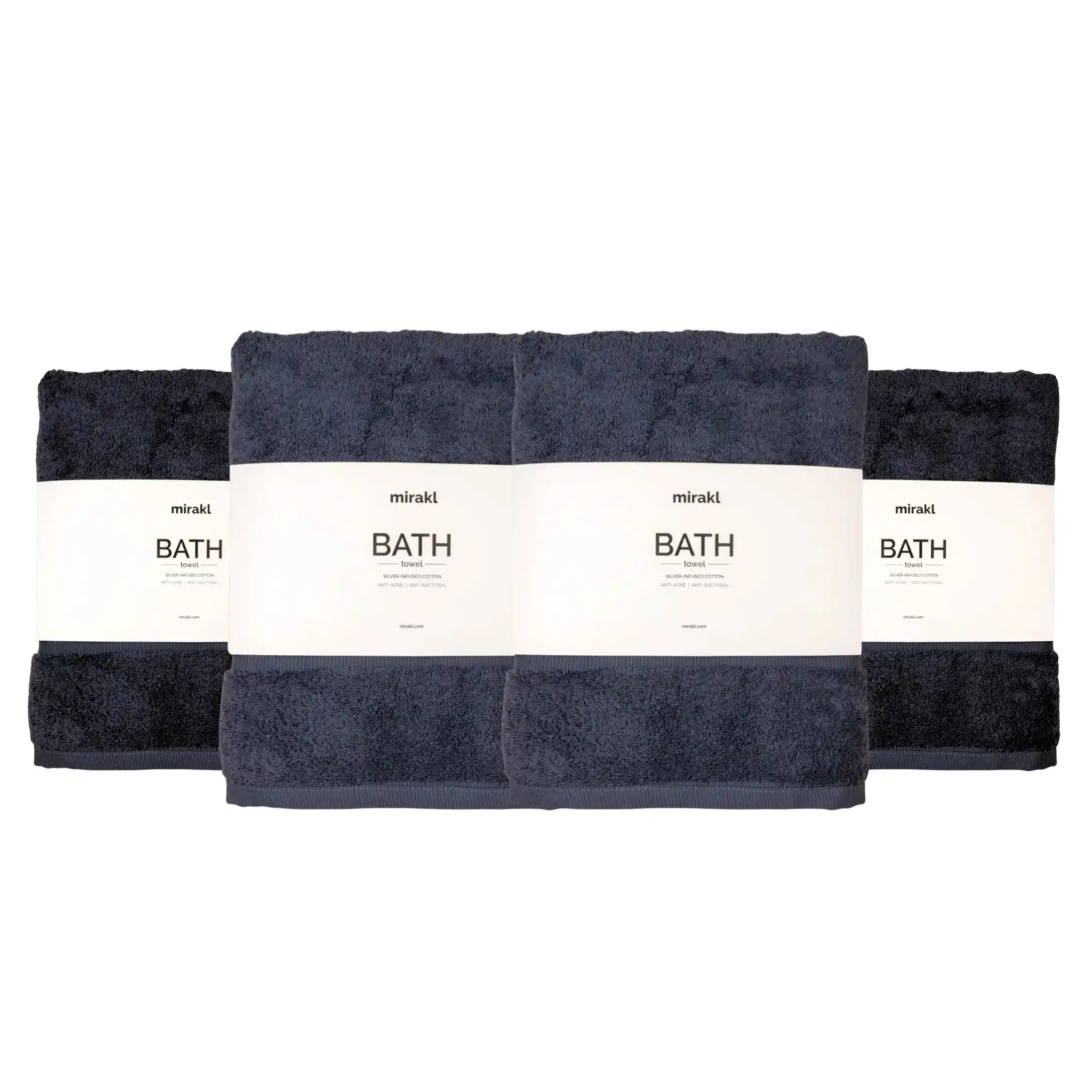  Pack of 4 Silver Infused Bath Towel Mirakl