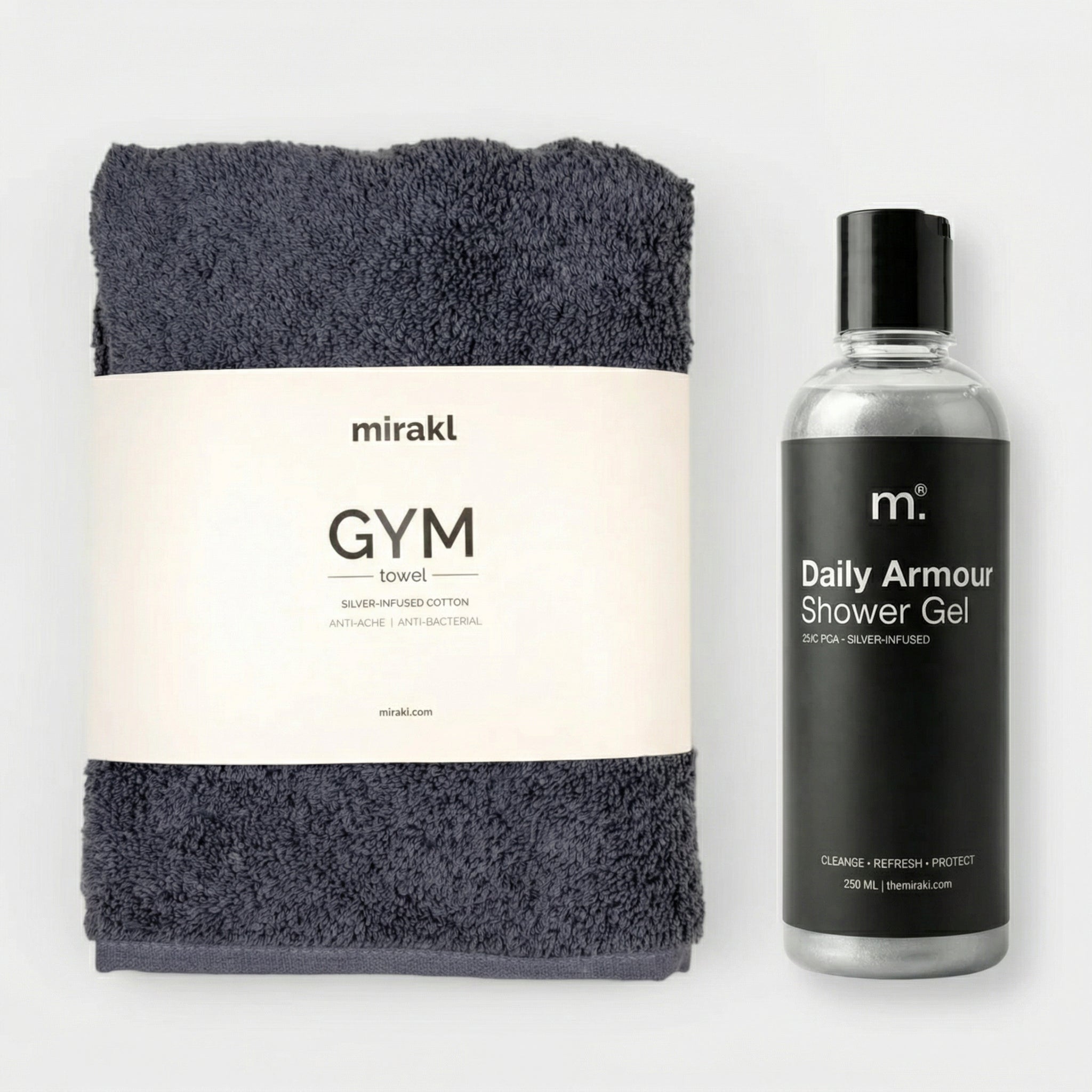 Silver Infused Gym towel + Shower Gel