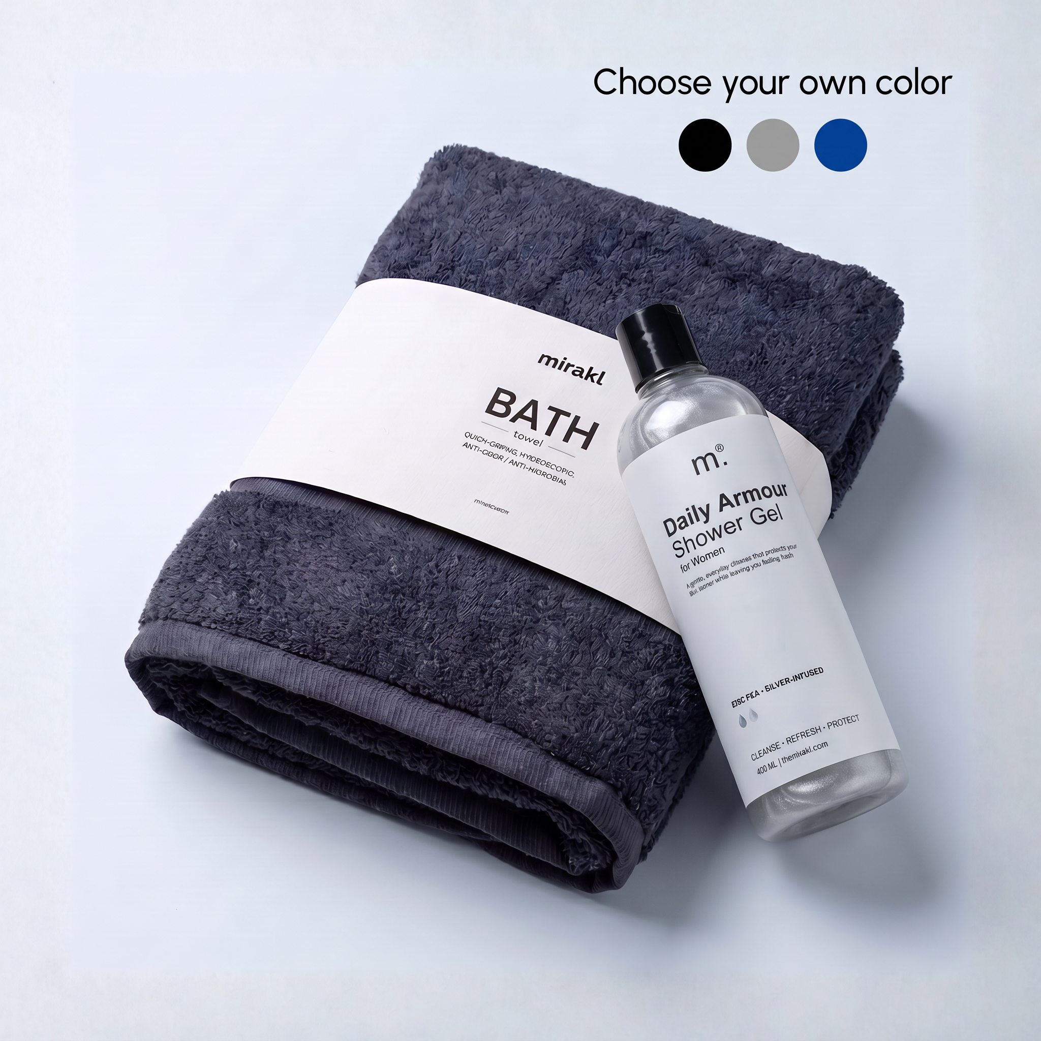 Silver Infused Bath towel + Women's Shower Gel